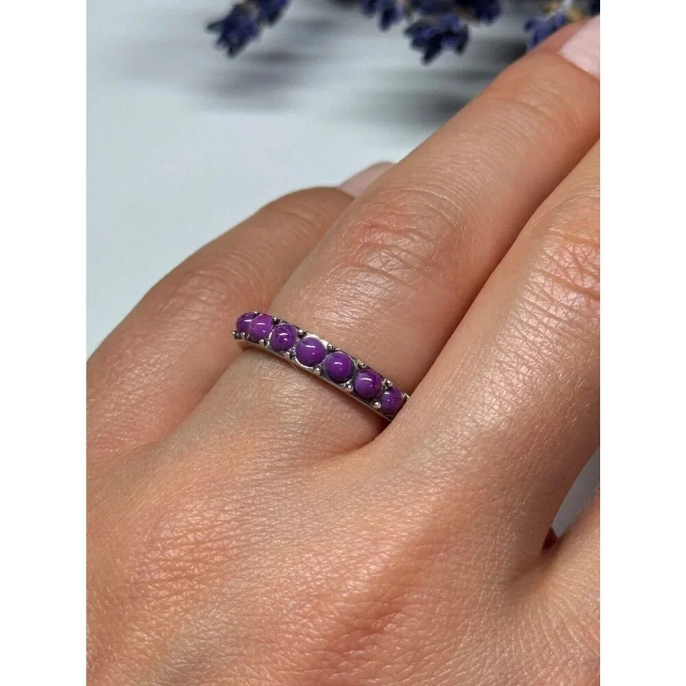 925 STERLING SILVER PURPLE AGATE RING SIZE 6
